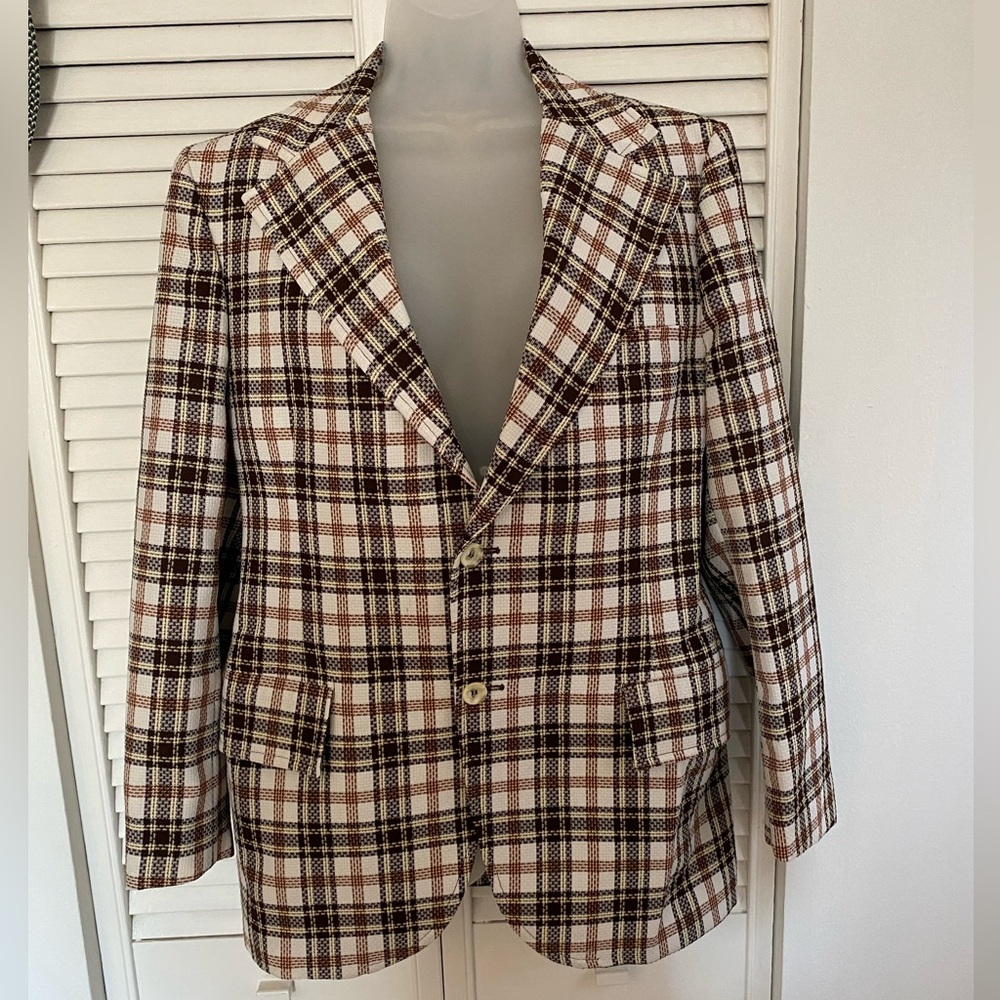 Vintage Custom-made Brown Plaid  Sport coat